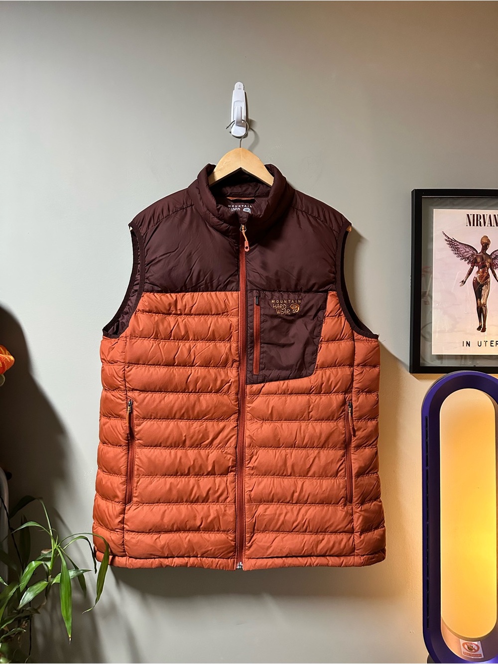 Mountain Hardwear Men’s Two-Tone Rust and Chocolate Quilted Vest